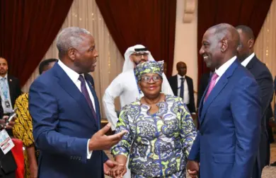 Equity and GoK champions Africa green growth (L-R) President of the Republic of Kenya, H.E. Dr. William Ruto, World Trade Organization Director General Dr. Ngozi Okonjo-Iweala and Equity Group Managing Director and CEO Dr. James Mwangi at the Africa Green Industrialization Dinner, which was co-hosted by The Government of Kenya alongside Equity Group, on the sidelines of COP28 in Dubai. Equity Group joined forces with governments and private sector players at COP28 in a multi-sectoral approach to tackle climate change and showcased its achievements as a catalyst for sustainable economic and social development in Africa through its strategy and development framework, the Africa Recovery and Resilience Plan.